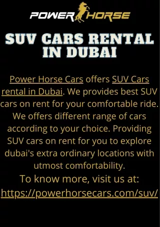 SUV Cars rental in Dubai | Power Horse Cars