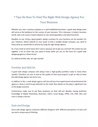7 Tips On How To Find The Right Web Design Agency For Your Business