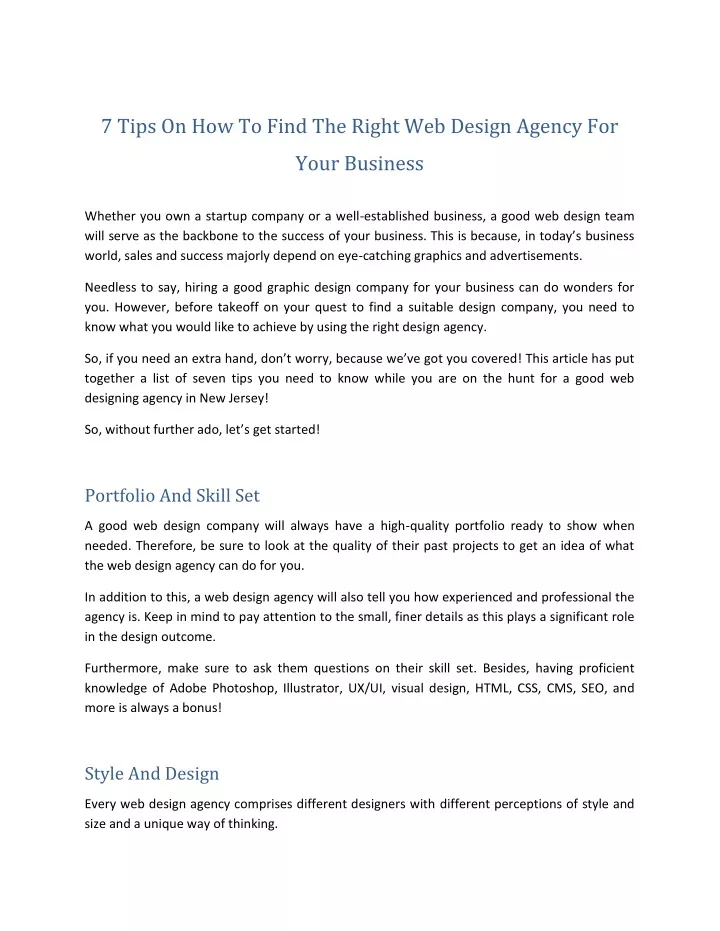 7 tips on how to find the right web design agency