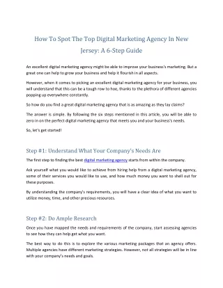 How To Spot The Top Digital Marketing Agency In New Jersey