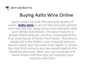 Buying Aalto Wine Online - Amadoro
