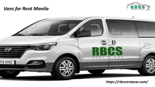Vans for Rent Manila | RBCS Rent a Car