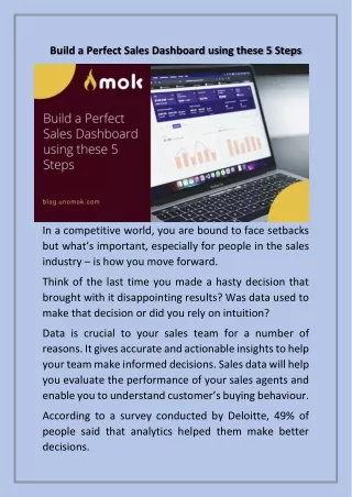 Build a Perfect Sales Dashboard using these 5 Steps - unomok