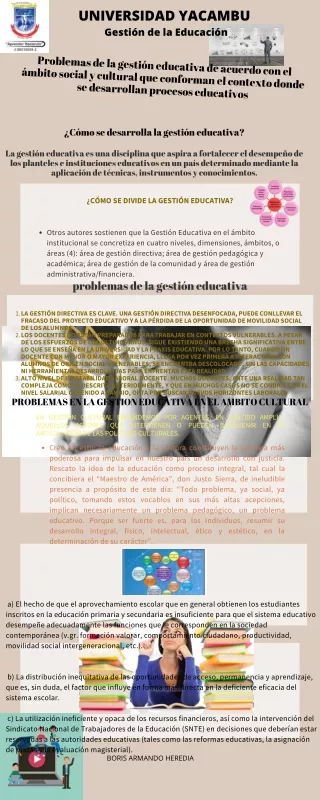 Problemas de la gestión educativa de acuerdo con el ámbito social y cultural que conforman el contexto donde se desarrol
