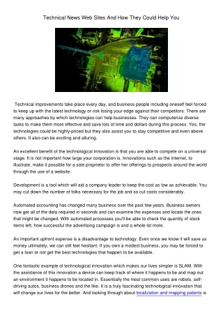 technical news web sites and how they could help