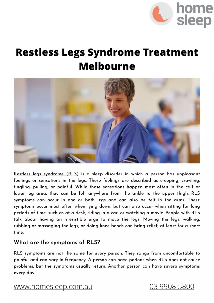 restless legs syndrome treatment melbourne