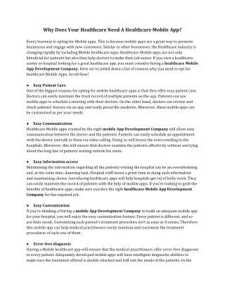 Why Does Your Healthcare Need A Healthcare Mobile App