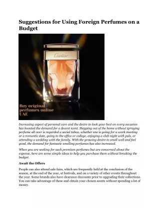 suggestions for using foreign perfumes on a budget