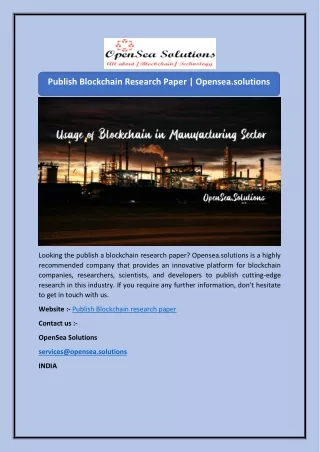 Publish Blockchain Research Paper | Opensea.solutions