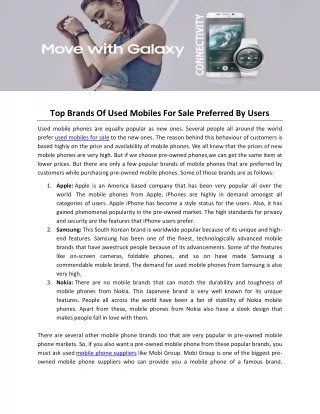 Top Brands Of Used Mobiles For Sale Preferred By Users
