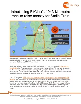 Introducing FitClub’s 1043-kilometre race to raise money for Smile Train