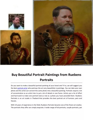 Buy Beautiful Portrait Paintings from Ruebens Portraits