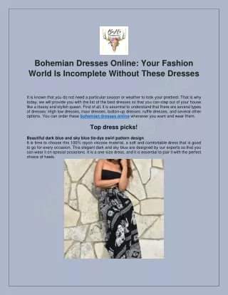 Buy bohemian dresses online- Boho Clothing Style