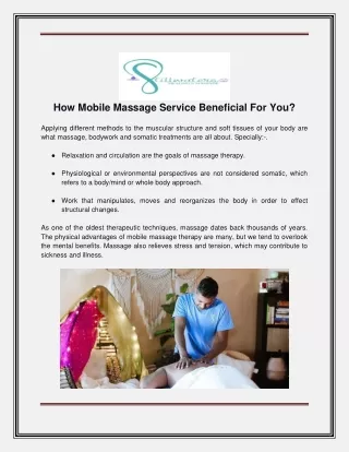 How Mobile Massage Service Beneficial For You