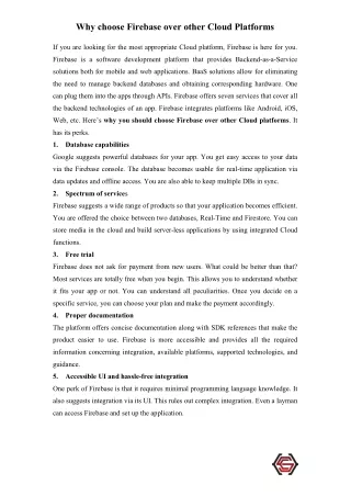 Benefits of using Firebase | Shellcode Solutions