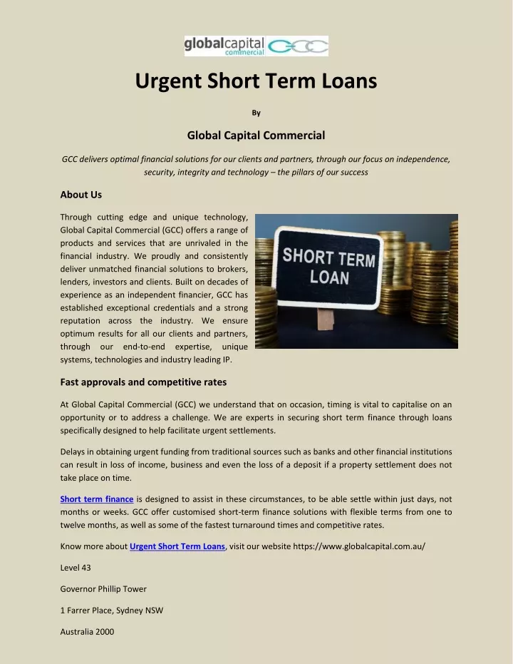 urgent short term loans