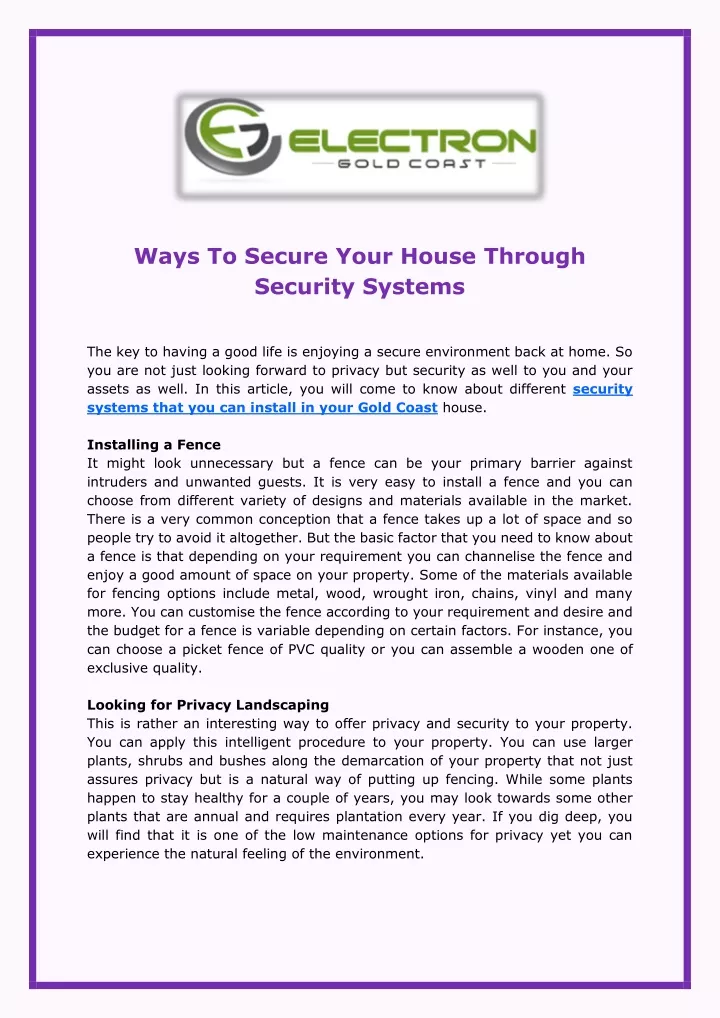 ways to secure your house through security systems