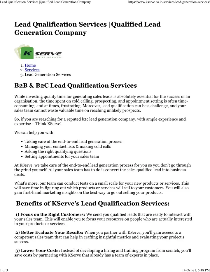 lead qualification services qualified lead