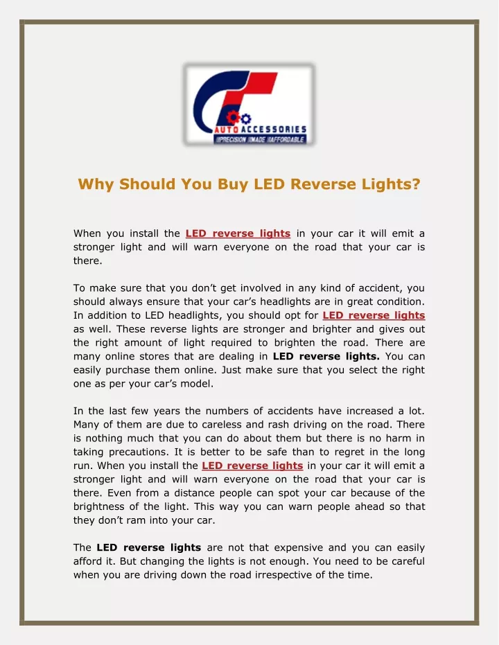 why should you buy led reverse lights