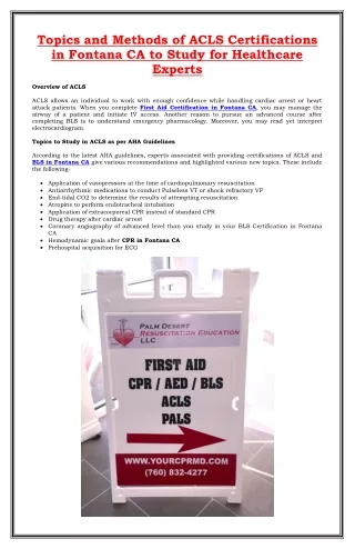 First Aid Certification Fontana CA