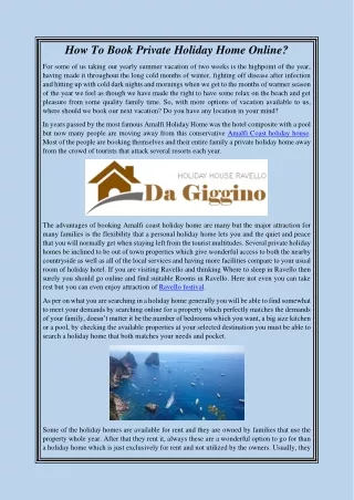 How To Book Private Holiday Home Online