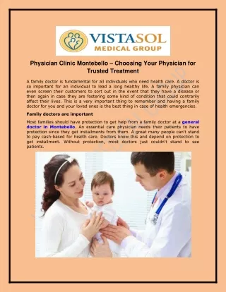 Physician Clinic Montebello – Choosing Your Physician for Trusted Treatment