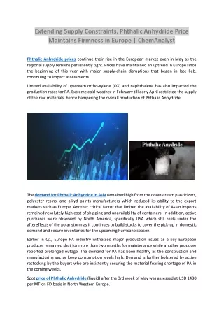 extending supply constraints phthalic anhydride
