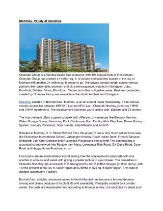 nishchay variety of amenities