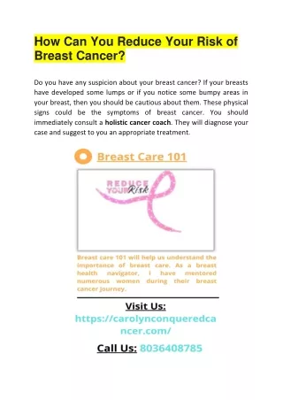 How Can You Reduce Your Risk of Breast Cancer?