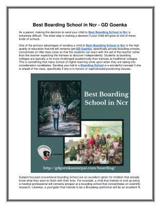 Best Boarding School in Ncr - GD Goenka