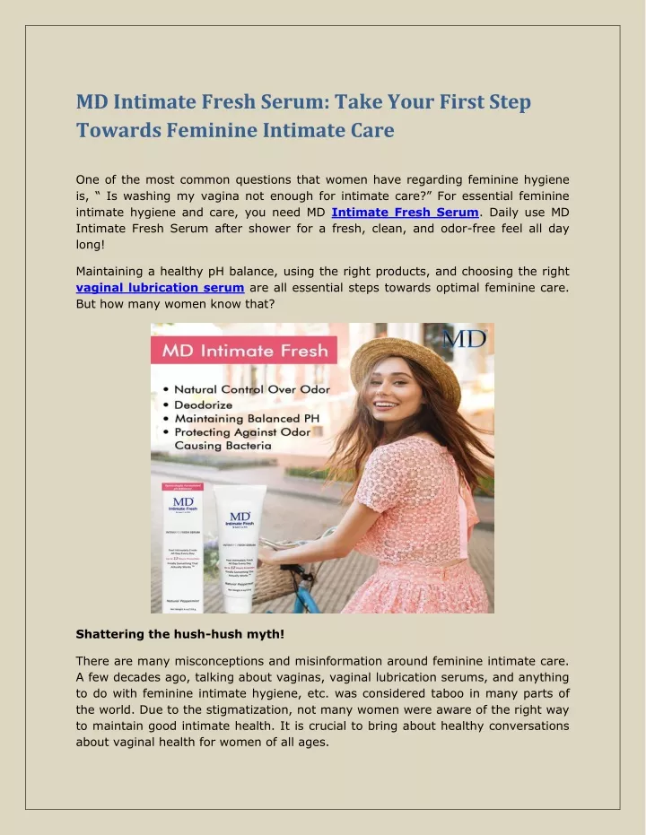 md intimate fresh serum take your first step