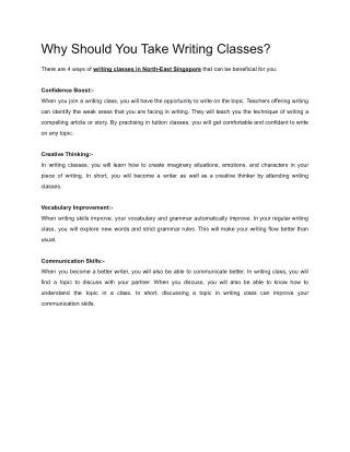 why should you take writing classes