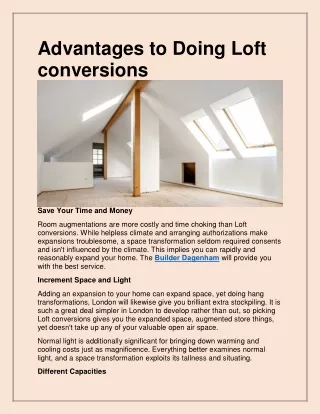 advantages to doing loft conversions
