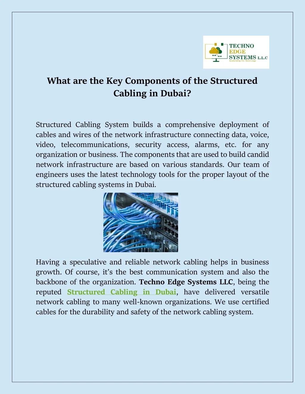 PPT - What are the Key Components of the Structured Cabling in Dubai ...