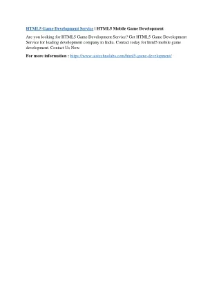 html5 game development service html5 mobile game
