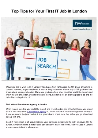 top tips for your first it job in london