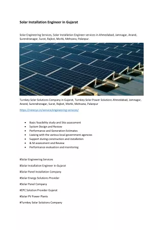 Solar Installation Engineer in Gujarat
