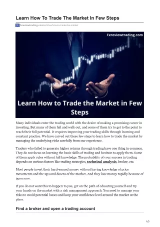 fxreviewtrading.com-Learn How To Trade The Market In Few Steps