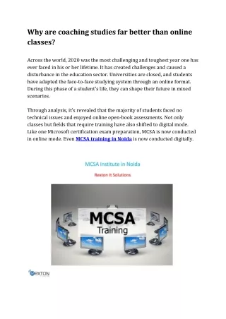 why are coaching studies far better than online