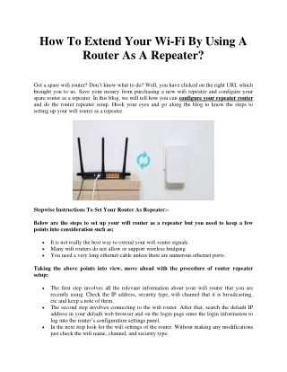 How To Extend Your Wi-Fi By Using A Router As A Repeater