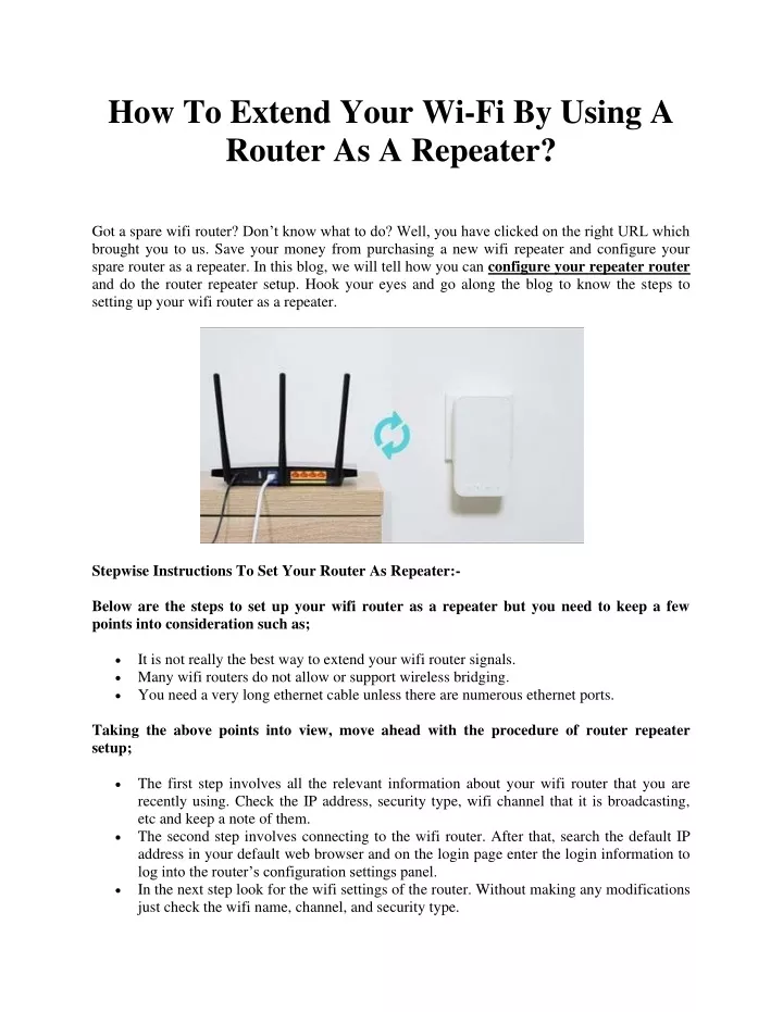 how to extend your wi fi by using a router