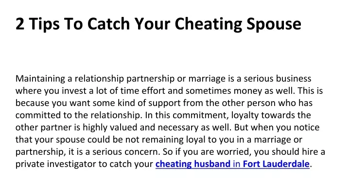 2 tips to catch your cheating spouse maintaining