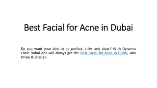 Best Facial for Acne in Dubai