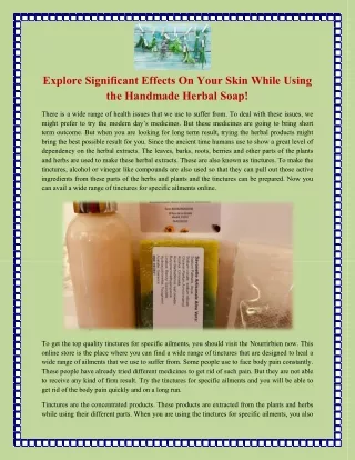 Explore Significant Effects On Your Skin While Using the Handmade Herbal Soap
