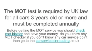 the mot test is required by uk law for all cars