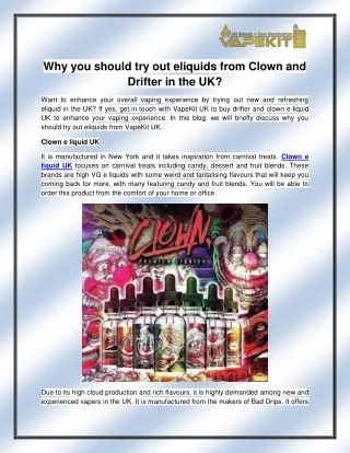 why you should try out eliquids from clown