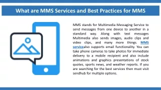 what are mms services and best practices for mms