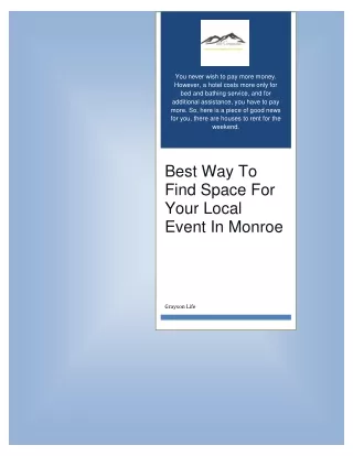 Best Way To Find Space For Your Local Event In Monroe