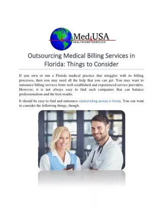 Outsourcing Medical Billing Services in Florida- Things to Consider