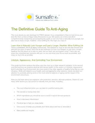 The Anti-Aging Guidebook 33 Secrets to Defy Your Age - Sunsafe Rx